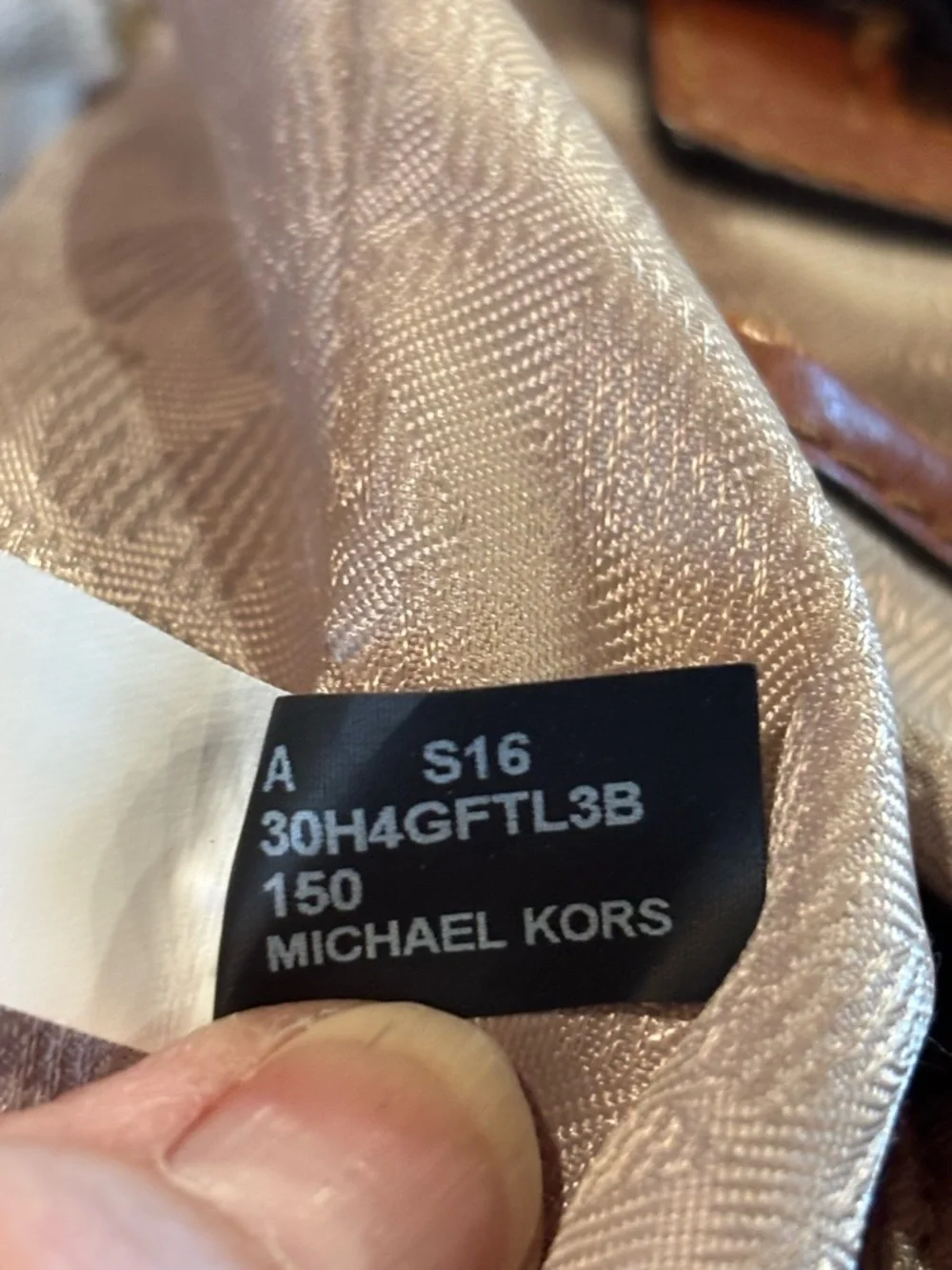 Michael Kors Fulton Large Chain Shoulder Tote in a vanilla MK pattern with Brown - Picture 16 of 17